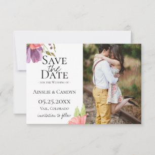 Faire-part Photo florale maladroite Enregistrer la date