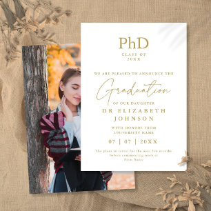 Faire-part photo Gold Elegant PhD