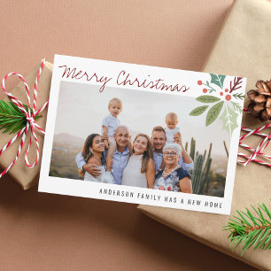 Faire-part Photo Holiday Berry Foliage Christmas Moving