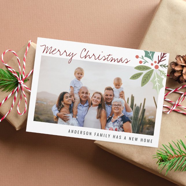 Faire-part Photo Holiday Berry Foliage Christmas Moving (Créateur téléchargé)