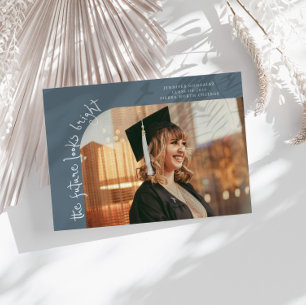 Faire-part Photo incurvé bleu ardoise lumineux avenir