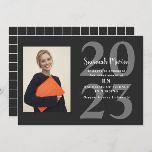 Faire-part Photo infirmière 2023 Graduation Noir