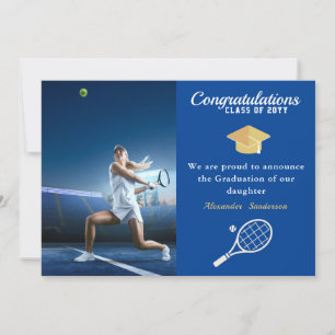 Faire-part Photo joueur de tennis Blue Gold White graduation