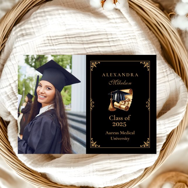 Faire-part Photo Law School Avocat Graduation Moderne Noir (Créateur téléchargé)