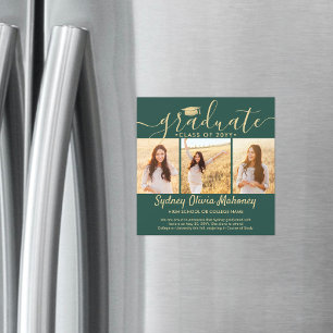 Faire-part photo Magnetic Green Gold Graduation