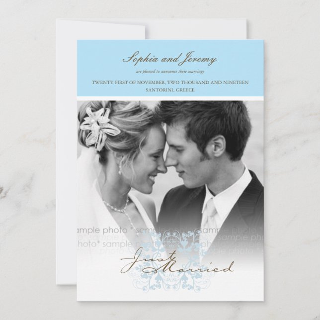 Faire-part photo Mariage Aqua Floral Floural (Devant)