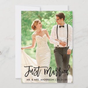 Faire-part Photo Mariage moderne Juste Marié Script de pincea
