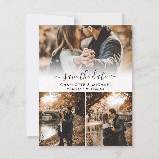 Faire-part Photo Mariage papier Kraft moderne (Devant)