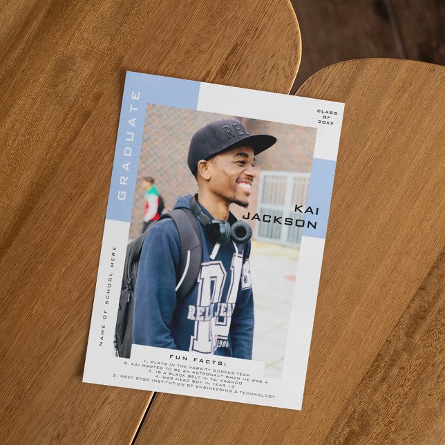 Faire-part Photo minimaliste Diplômée Faits amusants (Créateur téléchargé)