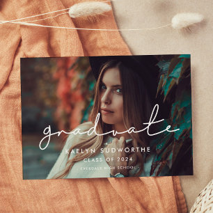 Faire-part photo minimaliste manuscrit Graduate