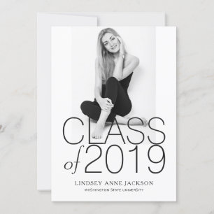 Faire-part Photo minimaliste moderne de graduation de texte e