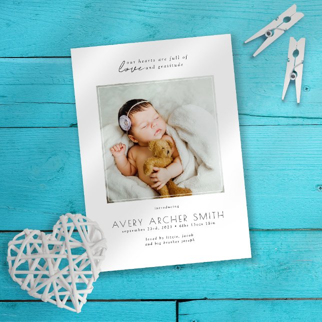 Faire-part Photo minimaliste moderne naissance bébé (Créateur téléchargé)