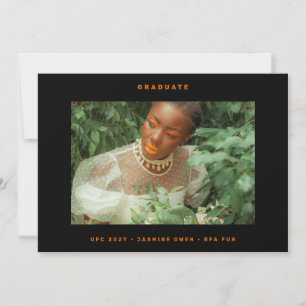 Faire-part Photo minimaliste Orange Black Graduation