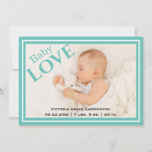 Faire-part Photo moderne Baby Love Statistiques Nom Naissance