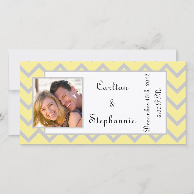 Faire-part photo moderne Chevron jaune/gris (Devant)