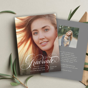 Faire-part photo moderne chic Script Graduate