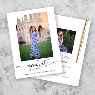 Faire-part Photo Moderne Elégant Script Graduation