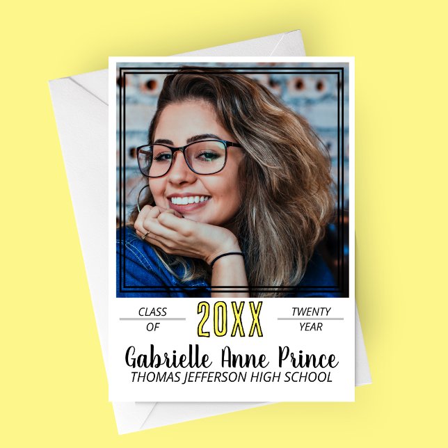 Faire-part Photo moderne encadrée d'obtention du diplôme (Modern Double Framed Photo Graduation Announcement Card)