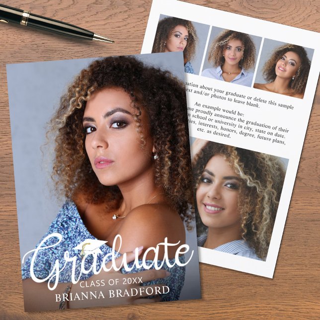 Faire-part photo moderne Script Graduate 5 (Créateur téléchargé)