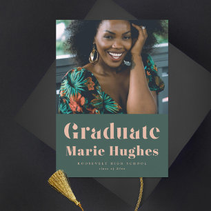 Faire-part photo moderne Serif Blush Green Grad