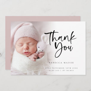 Faire-part Photo moderne superposition fille Merci naissance