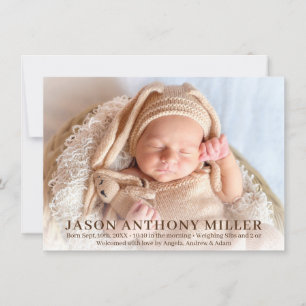 Faire-part PHOTO nouveau-née de stat   de naissance de garçon