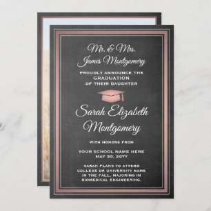 Faire-part Photo Parents Chalkboard et Pink Graduation