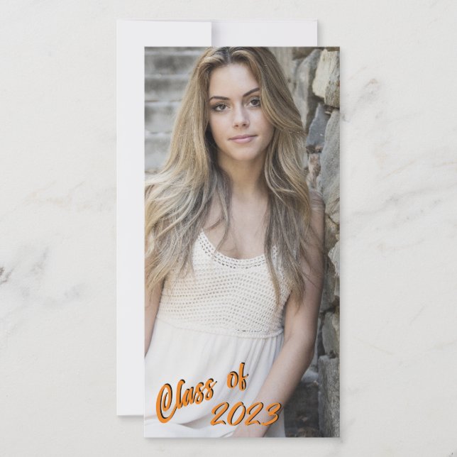 Faire-part Photo personnalisée Classe longue et mince Orange (Devant)