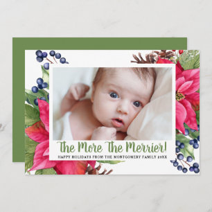 Faire-part Photo Plus Le Merrier Poinsettia Vacances Bébé