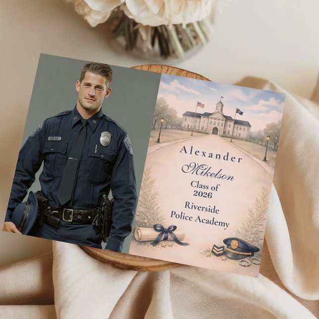 Faire-part Photo Police Academy Badge Ceremony Graduation (Créateur téléchargé)