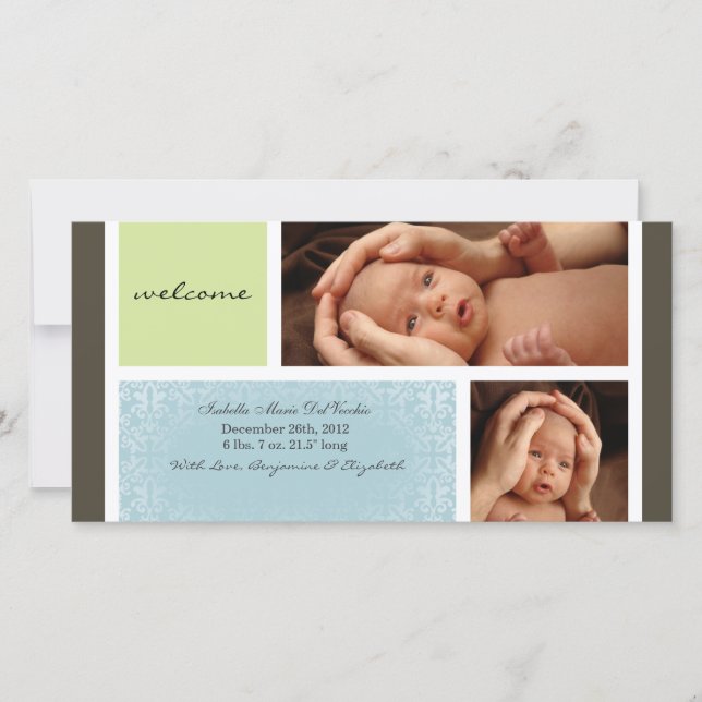 Faire-part photo pour bébé neutre (Devant)