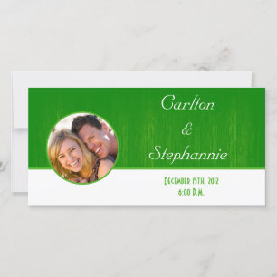 Faire-part photo pour le grain de bois vert/blanc