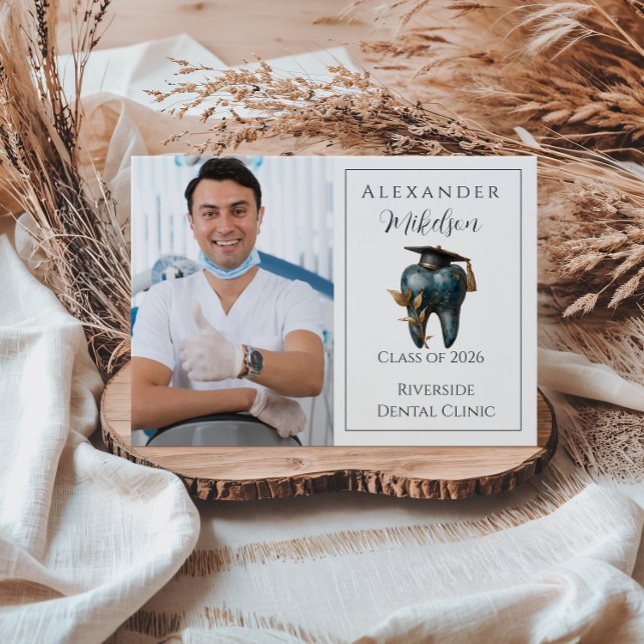 Faire-part Photo Refined Blue Tooth Laurel Graduation (Créateur téléchargé)