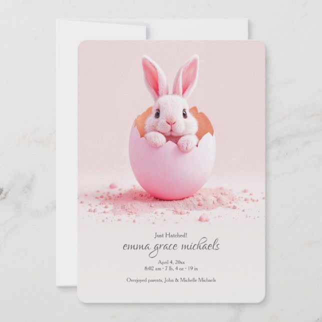 Faire-part Photo rose à peine éclos Announ (Devant)