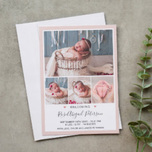 Faire-part Photo Rose Tendre Annonçant la Naissance d'une Béb