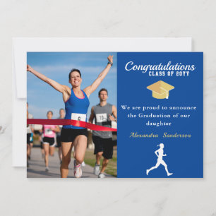 Faire-part Photo Runner félicitations Blue graduate