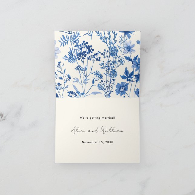Faire-part Photo Rustic Blue Fleur sauvage Mariage (Intérieur)
