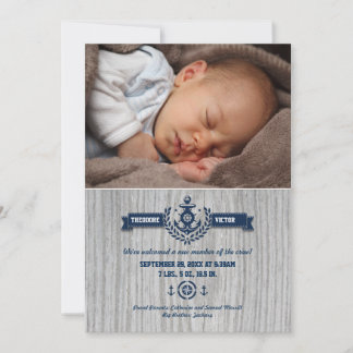 Faire-part Photo Rustique Nautique Bébé naissance