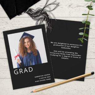 Faire-part Photo simple 2022 Graduation Black