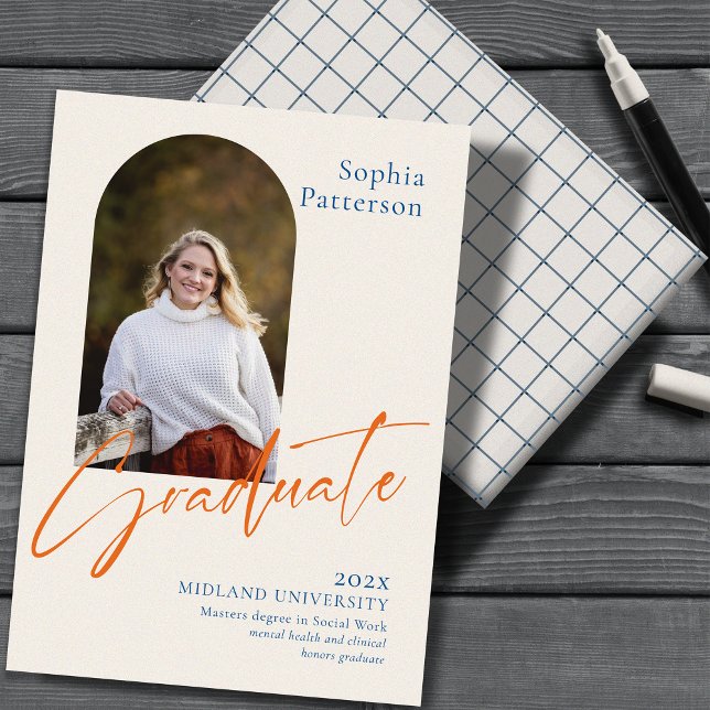 Faire-part Photo simple bleu et orange (Créateur téléchargé)