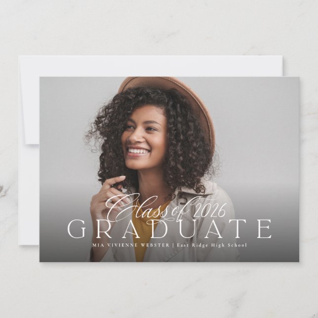 Faire-part Photo simple et élégant de remise des diplômes de  (Devant)