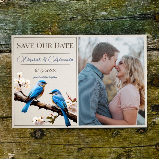 Faire-part Photo Spring Bluebirds Enregistrer la date (Spring Bluebirds Photo Save the Date)