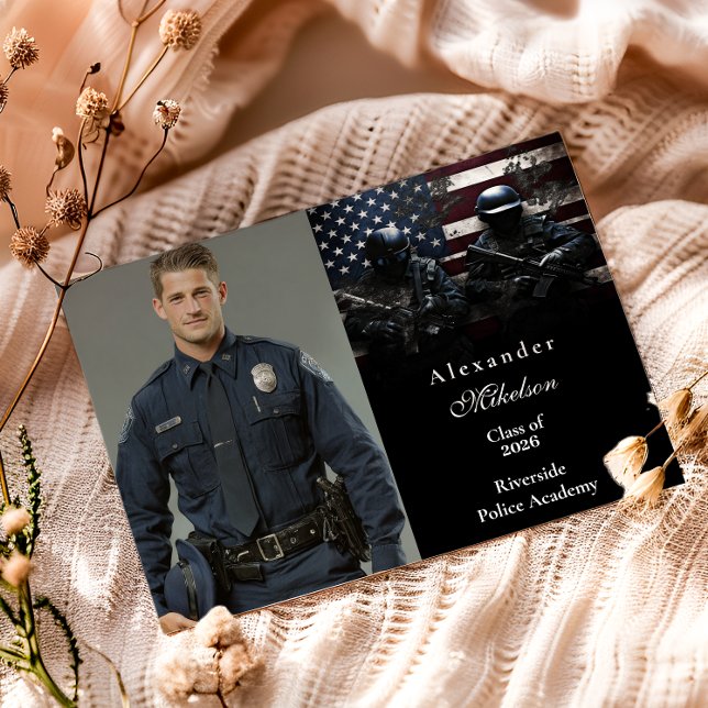 Faire-part Photo SWAT Team American Flag Graduation (Créateur téléchargé)