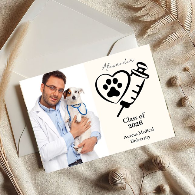 Faire-part  Photo Veterinary Medicine Paw Graduation Party (Créateur téléchargé)