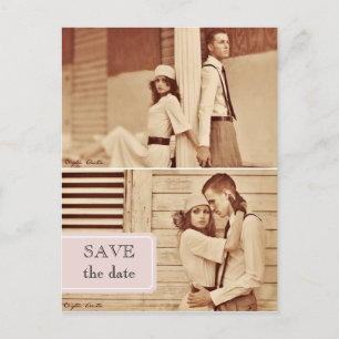 Faire-part photo vintage enregistrer la date carte postale