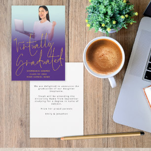 Faire-part Photo Virtually Graduated 2022 Purple Graduation