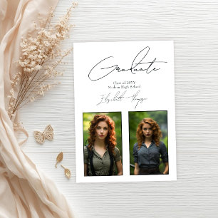 Faire-part Photographie classique de graduation moderne en no