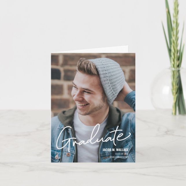 Faire-part Photographie de fin d'études secondaires moderne H (Devant)