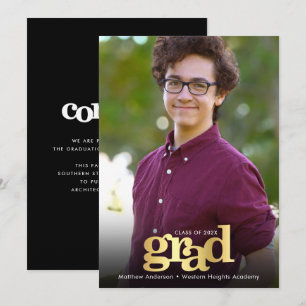 Faire-part Photographie de graduation typographie moderne en