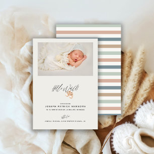 Faire-part Photos minimalistes pour bébé nouveau-né Hello Wor